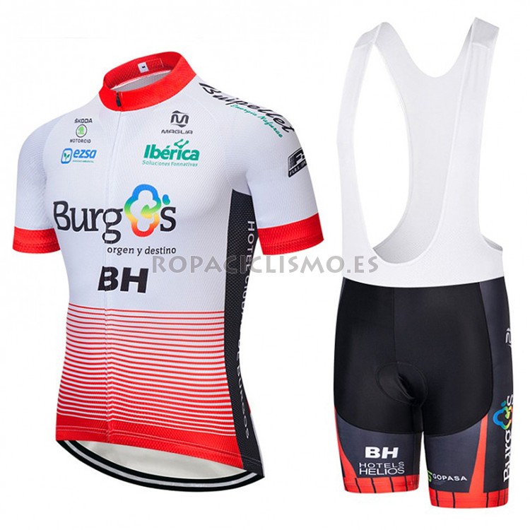 2018 Maillot Burgos BH Tirantes Mangas Cortas Blanco y Rojo